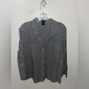 Ann Taylor Black and White Casual Button Down Shirt